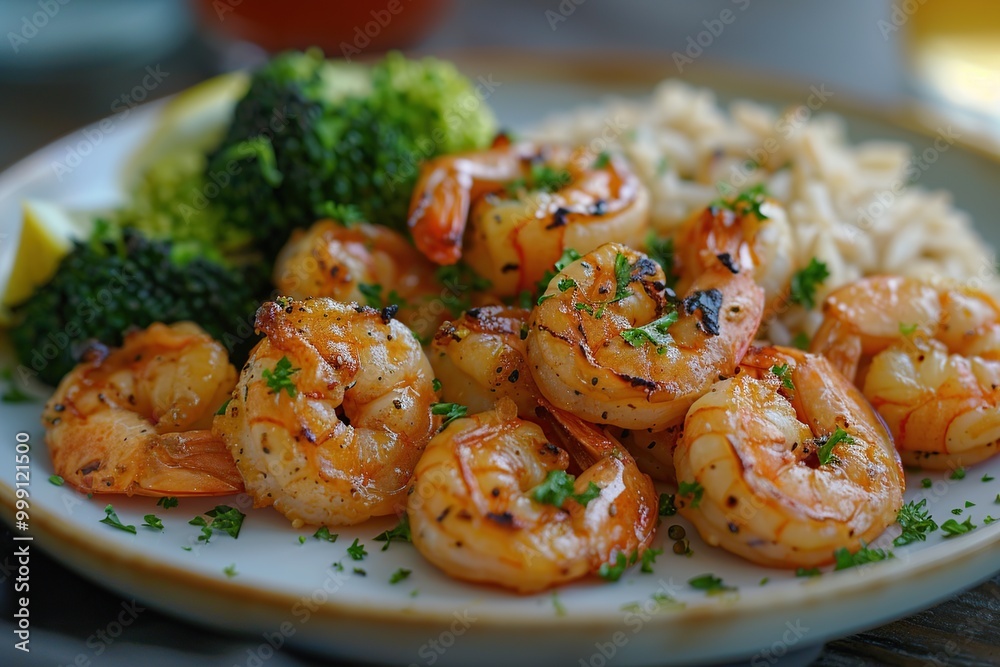 Grilled Shrimp with Rice and Broccoli Grilled Shrimp with Rice and Broccoli