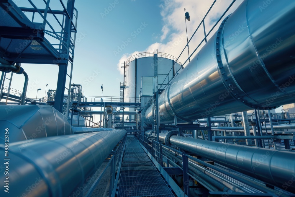 A large industrial plant with many tanks and pipes. generative ai image A large industrial plant with many tanks and pipes. generative ai image
