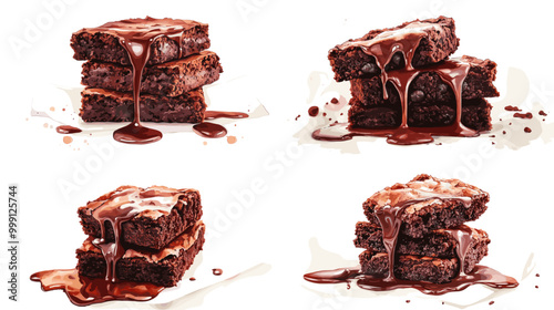 series, images, brownies, chocolate, drizzles, top, different, sizes, indulgent, angles, mood, homemade, theme, food, brown, cake, sweet, dessert, bakery, delicious, dark, bake, pastry, snack, tasty, 