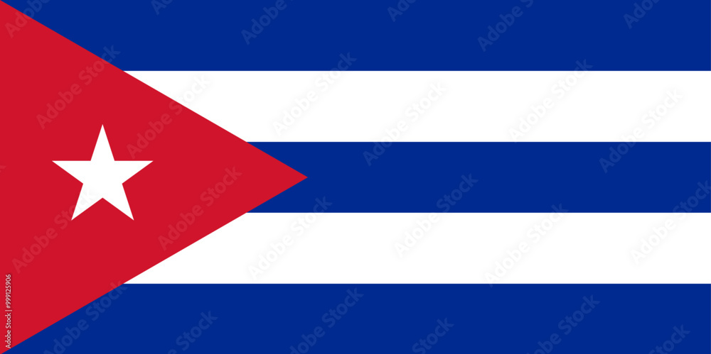 National Flag Republic of Cuba - vector, horizontal stripes of blue alternate with white with the red equilateral triangle based on the hoist-side bearing the white five-pointed star in the center National Flag Republic of Cuba - vector, horizontal stripes of blue alternate with white with the red equilateral triangle based on the hoist-side bearing the white five-pointed star in the center