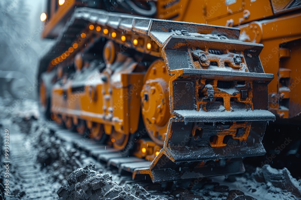 Close up of crawler construction equipment transport on caterpillar chassis for agriculture use Close up of crawler construction equipment transport on caterpillar chassis for agriculture use
