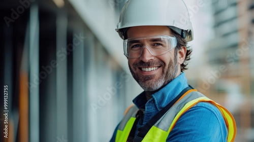 Happy Male Worker at a Construction Project