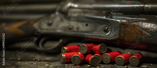 A Shotgun And Red Shotgun Shells photo