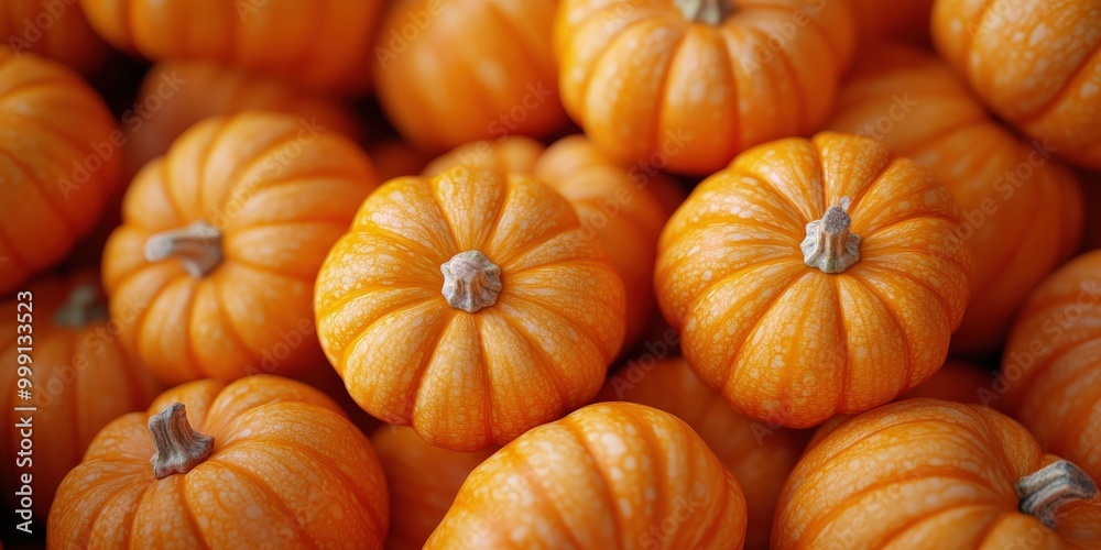 Mini pumpkins piled in a rustic autumn pumpkin patch