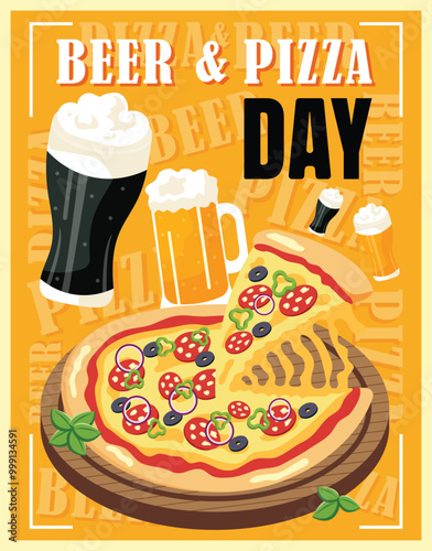 International beer and pizza day flyer design