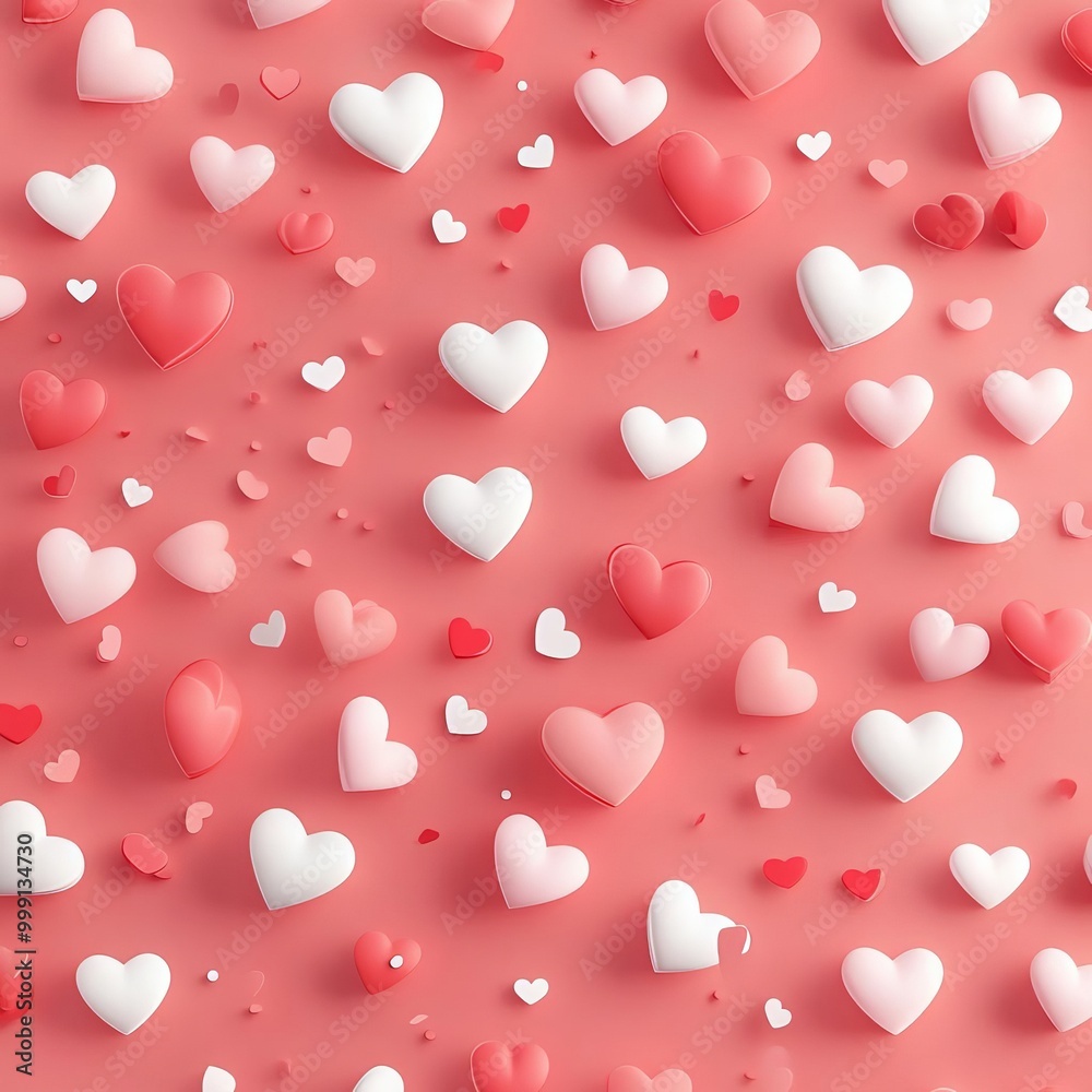 Valentine love heart pattern for celebration flat design top view holiday gift theme 3D render Complementary Color Scheme Valentine love heart pattern for celebration flat design top view holiday gift theme 3D render Complementary Color Scheme