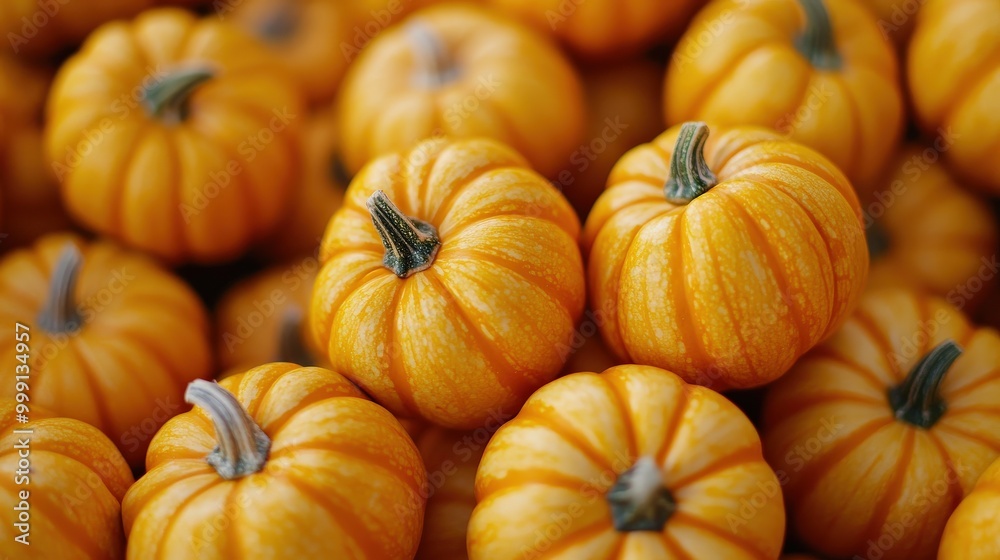 Mini pumpkins piled in a rustic autumn pumpkin patch