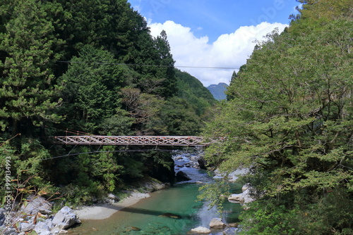 安居川に架かる余能橋 夏の終わり （高知県 仁淀川町 安居渓谷）