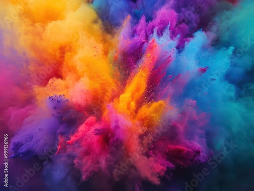 explosive burst of vibrant holi powder freezeframe of multicolored dust cloud festival of colors celebration