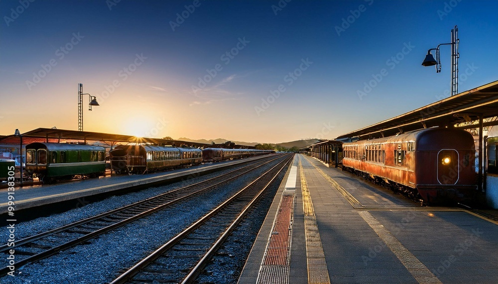 Fototapeta premium train at sunset