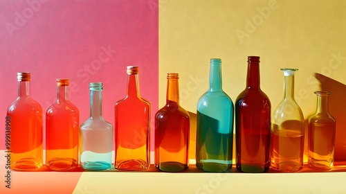 Close-up of bottles against colored background,Brazil 