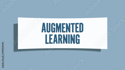 Augmented Learning. A card isolated on blue background.