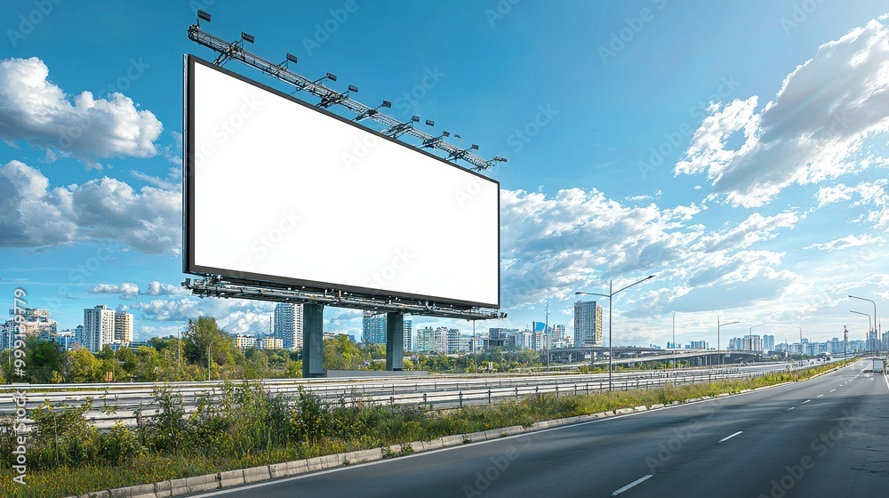 Fototapeta premium A large billboard is on a road in a city