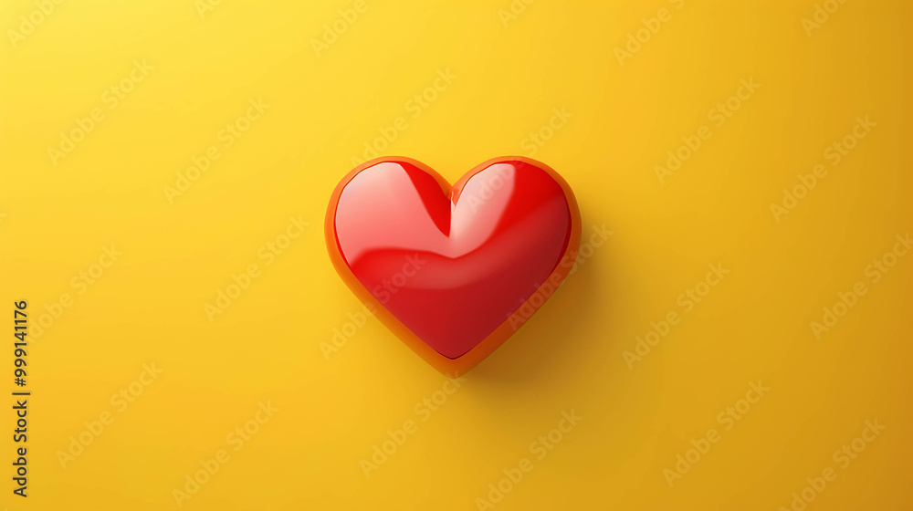 Red Heart on a Bright Yellow Background Red Heart on a Bright Yellow Background