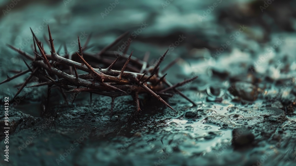 Jesus Crown Of Thorns And Metal Nails On Ground Jesus Crown Of Thorns And Metal Nails On Ground