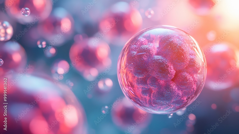 3D rendering of human stem cells in medical research laboratory 3D rendering of human stem cells in medical research laboratory