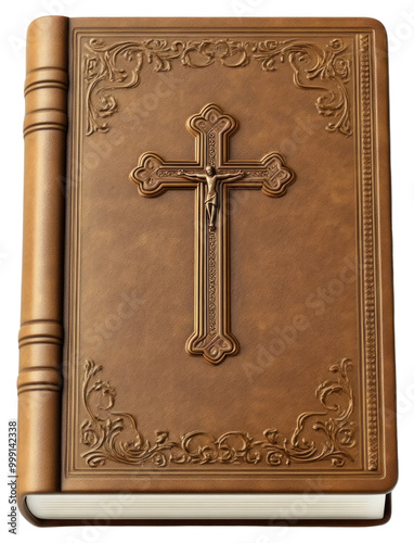 PNG Elegant leather-bound religious book photo