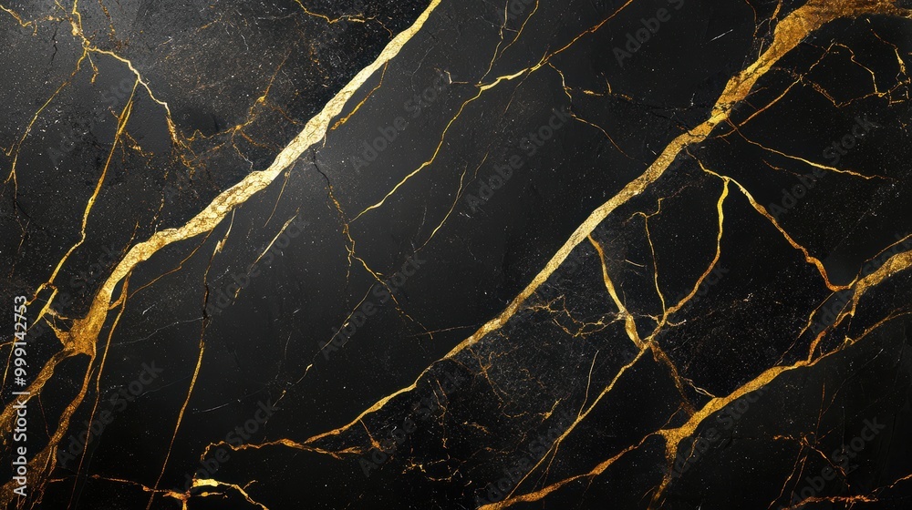 Black Marble Background with Dramatic Gold Veins Black Marble Background with Dramatic Gold Veins