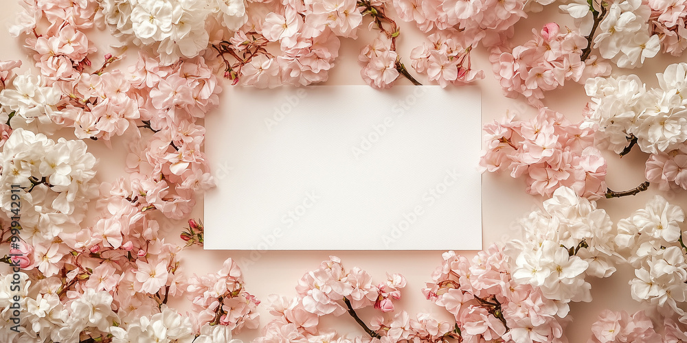 Soft Creamy White Paper Surrounded by Floral Petals Soft Creamy White Paper Surrounded by Floral Petals
