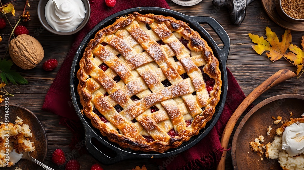 A Delicious Homemade Berry Pie with a Lattice Crust A Delicious Homemade Berry Pie with a Lattice Crust