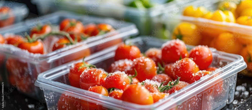 Healthy Food Is Frozen Food For The Winter Containers With Frozen Tomatoes Healthy Food Is Frozen Food For The Winter Containers With Frozen Tomatoes