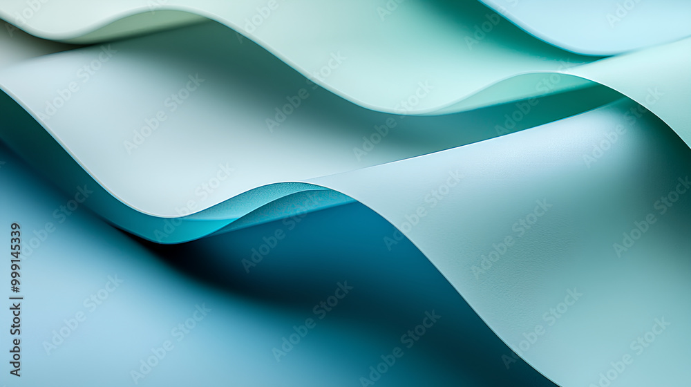 Naklejka premium Blue and white striped piece of paper with a wavy pattern