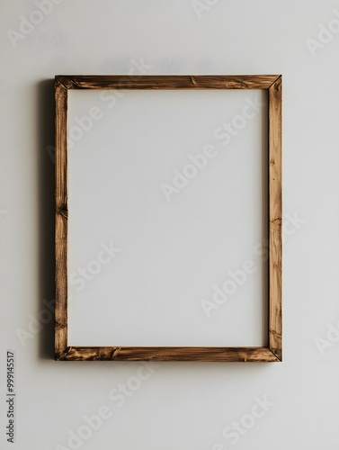 A simple wooden frame on a white background.