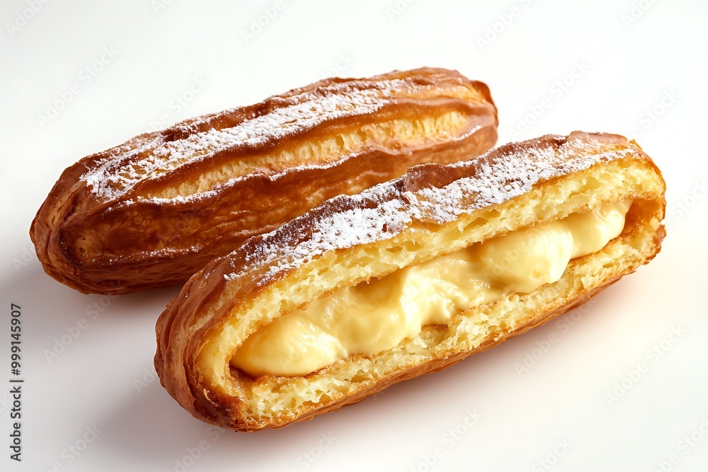 Freshly Baked Cream Puffs with Powdered Sugar