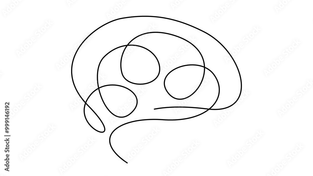 Brain continue single line illustration set collection template Stock ...