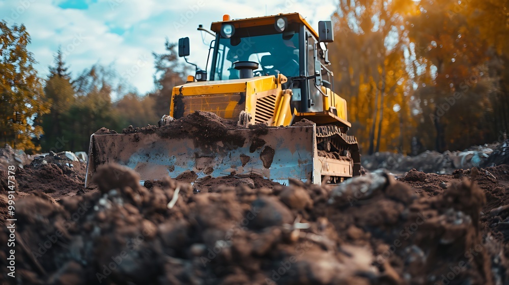 Bulldozer working on the construction site Bulldozer working on the construction site