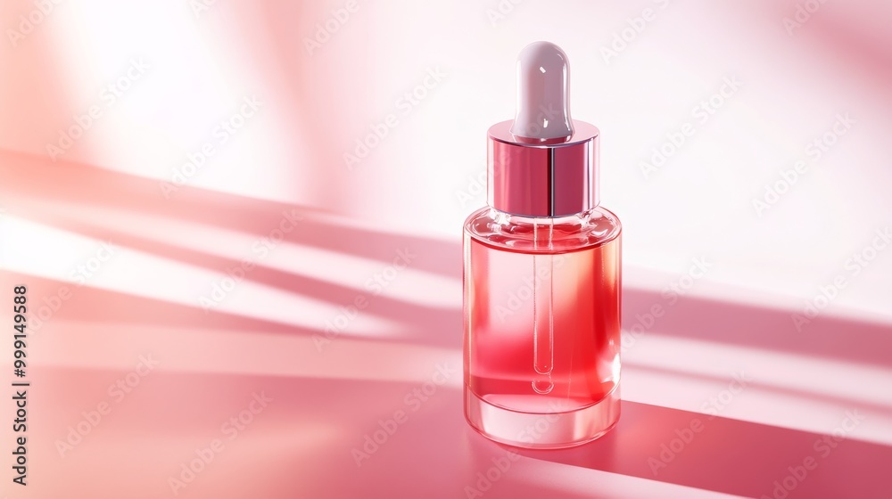 A vibrant 3d illustration of a vitamin-rich face serum, showcasing its glossy surface and bright color. The serum is isolated against a light background to highlight its effectiveness