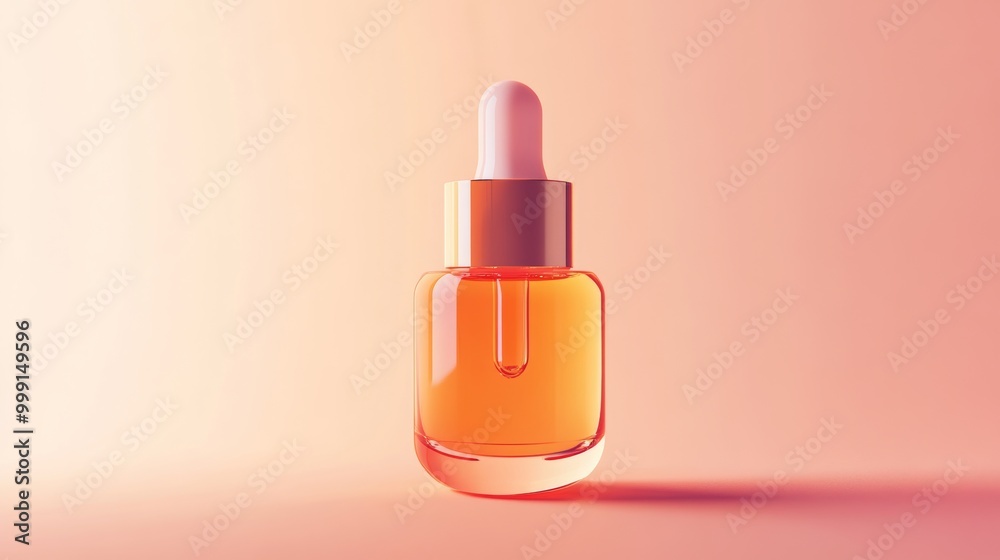 A vibrant 3d illustration of a vitamin-rich face serum, showcasing its glossy surface and bright color. The serum is isolated against a light background to highlight its effectiveness A vibrant 3d illustration of a vitamin-rich face serum, showcasing its glossy surface and bright color. The serum is isolated against a light background to highlight its effectiveness