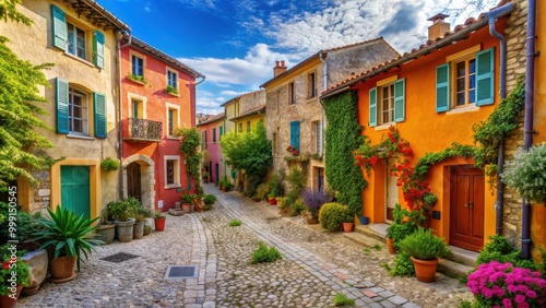 Charming Proven?al village with colorful buildings and cobblestone streets, Proven?al, village