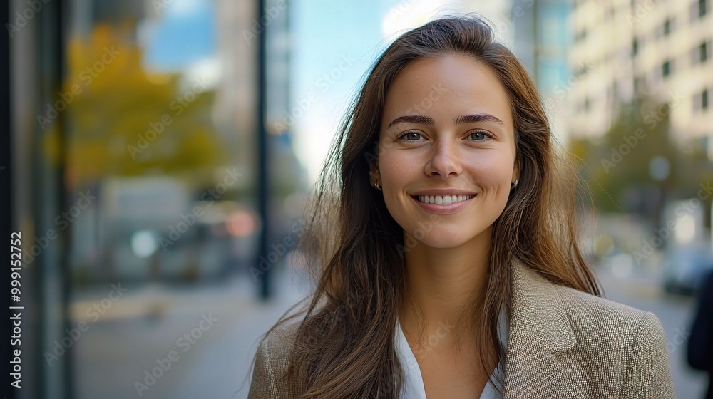 Portrait of a Smiling Woman in City Environment Portrait of a Smiling Woman in City Environment