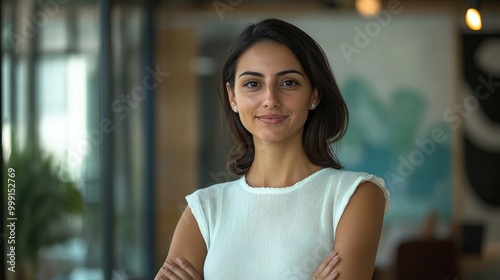 Free Download Confident Woman in Modern Office Setting - GFXLoad