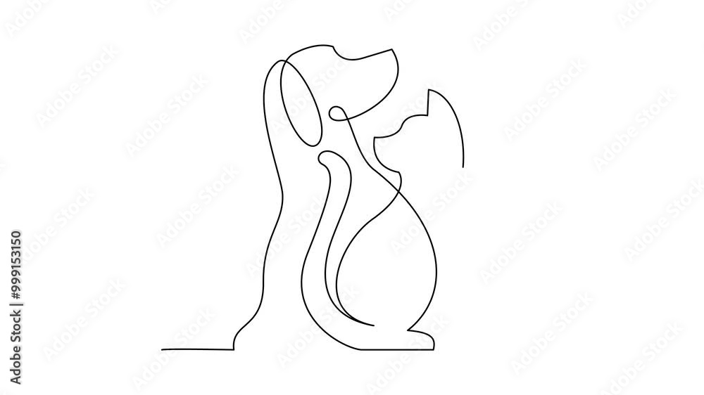 cat and dog line single design illustration template
cat and dog line single design illustration template