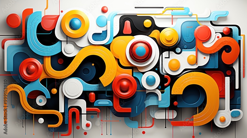 Obraz premium Abstract Colorful Geometric Shapes Design