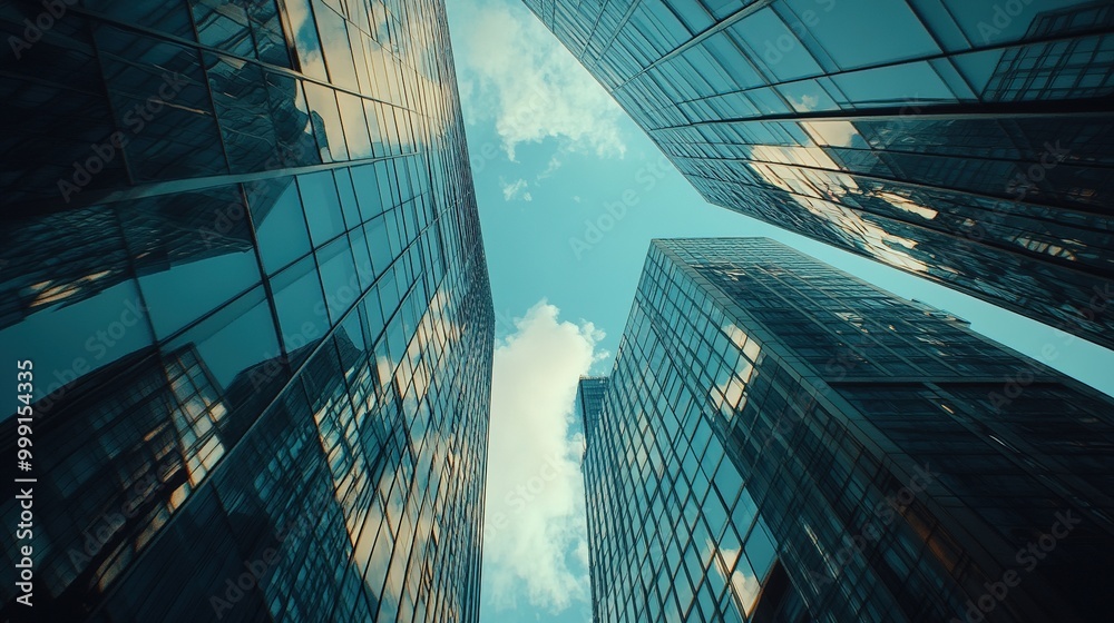 Urban Landscape with Glass Buildings Against the Sky Urban Landscape with Glass Buildings Against the Sky