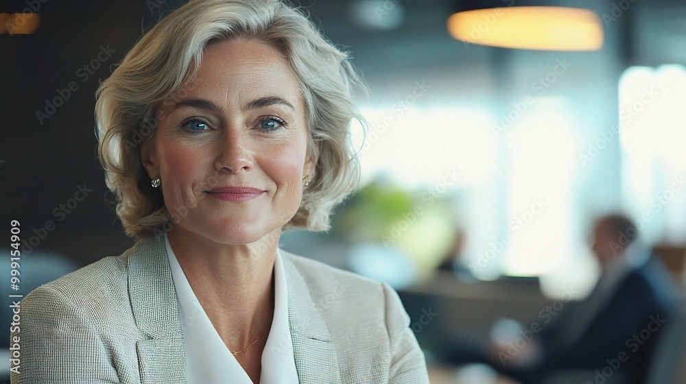 Confident Businesswoman in Modern Office Setting Confident Businesswoman in Modern Office Setting