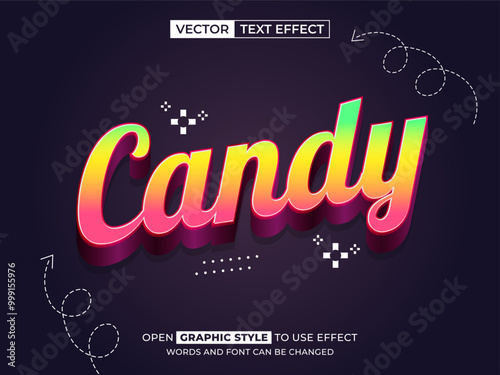 candy editable text, font effect, 3d text for title