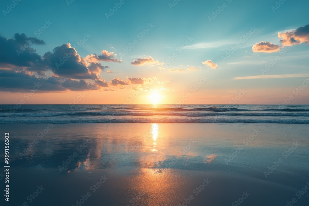 Naklejka premium Breathtaking sunset over the tranquil ocean