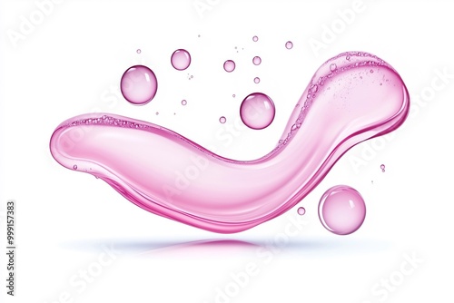 Glossy pink Gel Smear with Bubbles and Shimmer Isolated on White