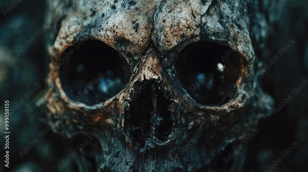 Creepy male monster with hollow eyes resembling a skull Creepy male monster with hollow eyes resembling a skull