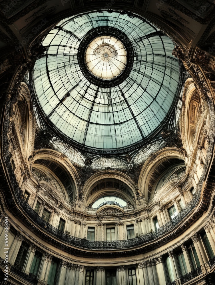 Fototapeta premium Ornate glass dome architecture interior