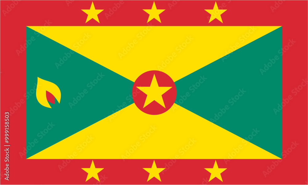 Grenada official flag vector with standard size and proportion. National flag emblem with accurate size and colors. Grenada official flag vector with standard size and proportion. National flag emblem with accurate size and colors.