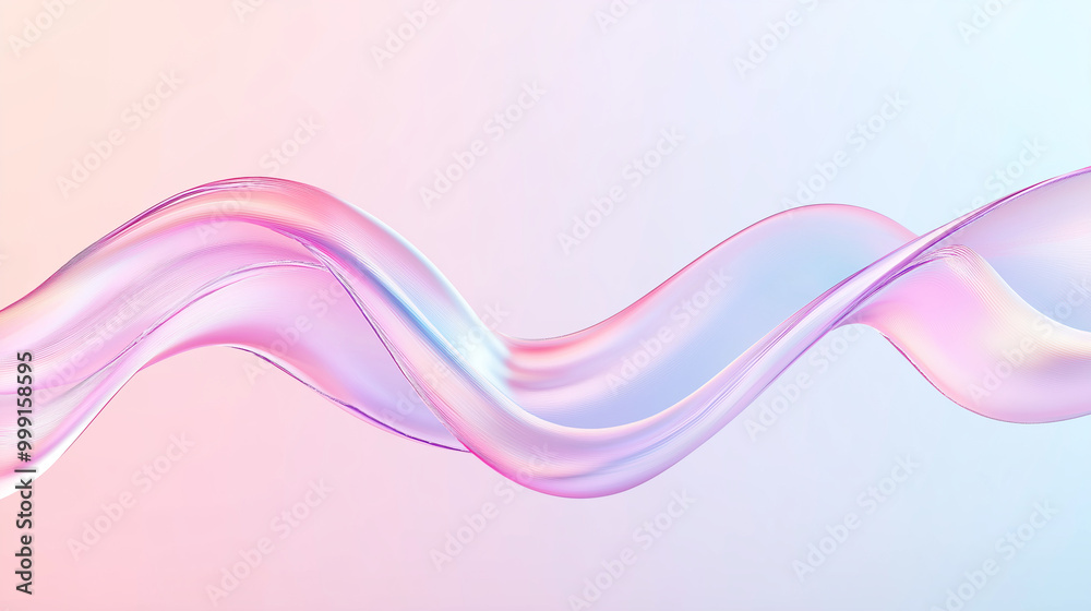 3d abstract liquid glass transparent clear ribbon wave line render. Rainbow fluid flow curve shape with dispersion light, holographic gradient texture. Flying glossy design element. 3D Illustration. 3d abstract liquid glass transparent clear ribbon wave line render. Rainbow fluid flow curve shape with dispersion light, holographic gradient texture. Flying glossy design element. 3D Illustration.