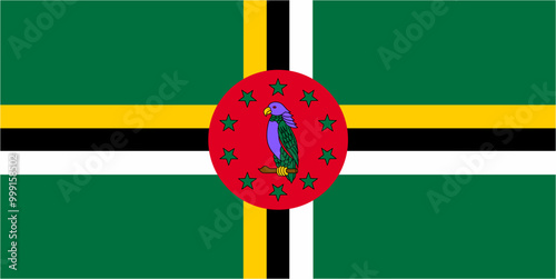 Dominica official flag vector with standard size and proportion. National flag emblem with accurate size and colors.