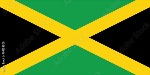 Jamaica official flag vector with standard size and proportion. National flag emblem with accurate size and colors.