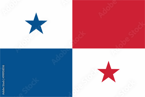 Panama official flag vector with standard size and proportion. National flag emblem with accurate size and colors.