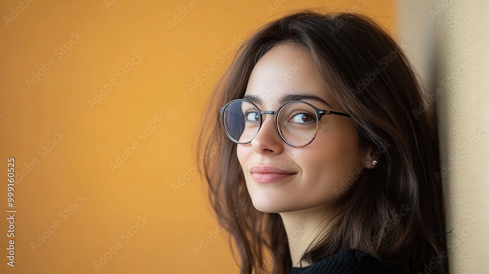 Portrait of a Young Woman with Glasses Smiling Gracefully Portrait of a Young Woman with Glasses Smiling Gracefully